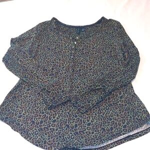 Cynthia Rowley  Animal Print long Sleeved soft Top .Size Large .